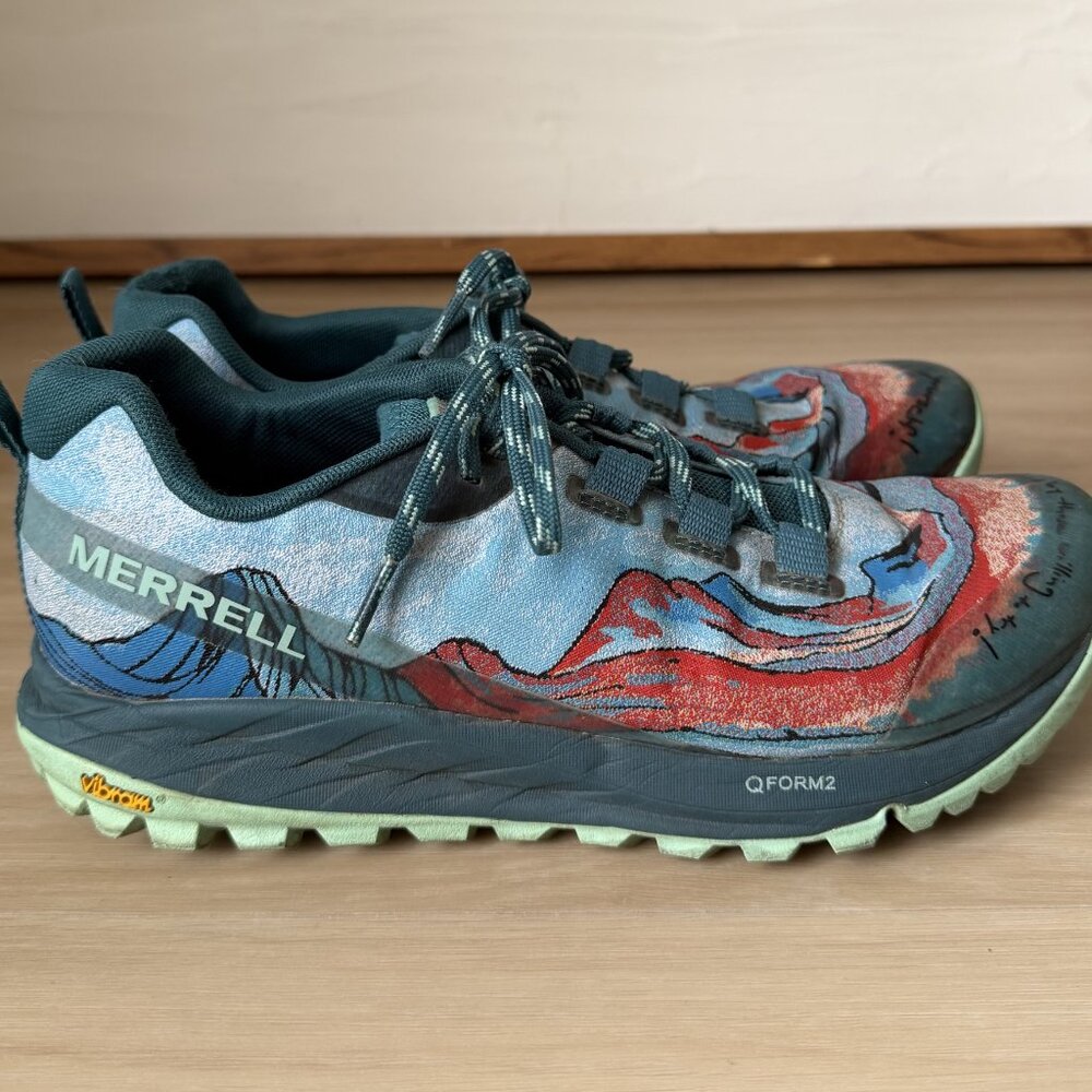 Women's MERRELL Antora x Trail Sisters Blue Green Running Shoes J066424 Size 9 - Picture 2 of 6